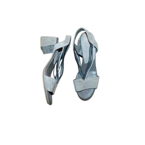 Hispanitas Size 38 / 7.5 US Gray Leather Slingback Strappy Heels Shoes - Picture 1 of 3